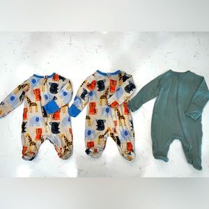 Wonder Nation Sleep and Play Zip Down Onsie Bundle of 3 - Newborn